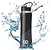 GO Active Insulated Water Bottle with Straw. Stainless Steel Double Wall Sport Bottle Featuring ActiveLock Thermal Vacuum Keeps ice Over 24 Hours! Durable, Portable (ActiveGrip Black, 24 oz)