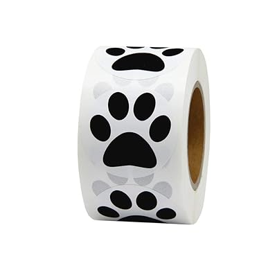 Hcode 1.5" Round Black Bear Paw Print Stickers Dog Puppy Paw Stickers Bear Paw Stickers 500 Pieces per Roll