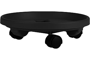 Bloem Round Planter Caddy with Wheels: 14" - Black - Durable Plastic Dolly, 360 Degree Wheel Movement, for Indoor and Outdoor Use, Gardening, 100 lb Capacity