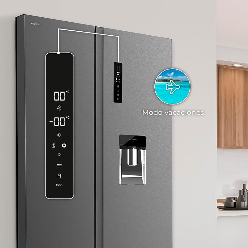 Frigorífico Americano de 559 Litros Bolero CoolMarket SBS 562 Dark D. 177 cm de Alto y 90 cm Ancho, Clase D, Sistema Multi Air Flow, Total No frost, Motor Inverter Plus