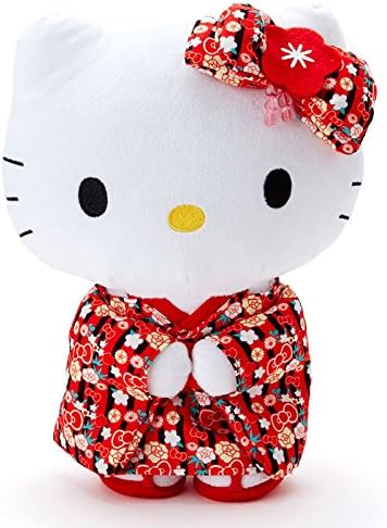 Nakajima Sanrio Cute Japan Hello Kitty Standing Stuffed M Size Black red Height 25cm