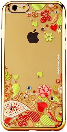 Iphone 6s 6 Case,soft Flexible TPU Electroplate Transparent Bling Flower Crystal Rhinestone Diamond Skin Scratch-proof Protective Case for Apple 4.7 Inch (Love Flowers)