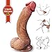 8.3'' Realistic Dildo Dual-Layer Liquid Silicone Dildo with Strong Suction Cup,Oixgirl Lifelike Penis Sex Toy Flexible G Spot Dildo with Curved Shaft and Balls