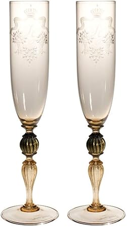 Yourmurano Flute In Vetro Di Murano Coppia Di Bicchieri Da Brindisi Trasparenti Personalizzabili Con Iniziali Dettagli Foglia D Oro Vetro Soffiato 100 Garantito Marchio Di Origine Insignes Amazon It Casa E Cucina