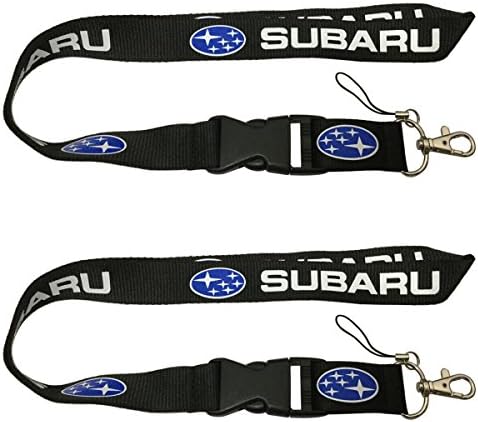 2pcs Set Black Subaru Auto Lanyard Workout Gear Office And Auto Car Keychain Accessories Motorbike Superbike Lanyard With Webbing Strap Quick Release Buckle