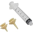 QIYADIN Pet Nursing Nipple with Syringe, 2pcs Silicones Nipples with Pre-Made Hole, Dogs Feeding Syringe for Newborn Kittens, Puppies, Rabbits, Small Animals, Instead of Cats Feeding Bottles (10ml)