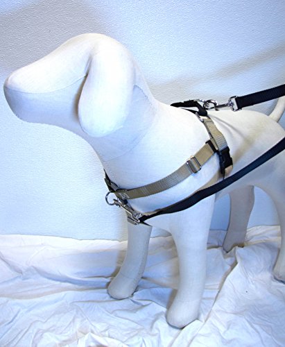 1" Wide Medium (22"-28") Freedom No-Pull Harness ONLY, Available in 18 Colors - Direct from Inventor (Tan w/Black Loop)