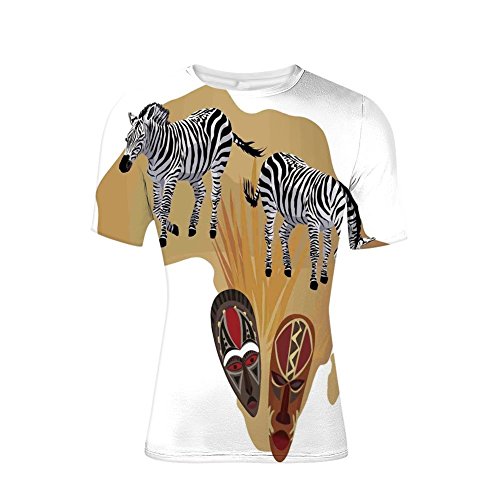 T-Shirt for Men,Ethnic Icons and Traditional Ceremonial African,3D Print - Thumbnail 7