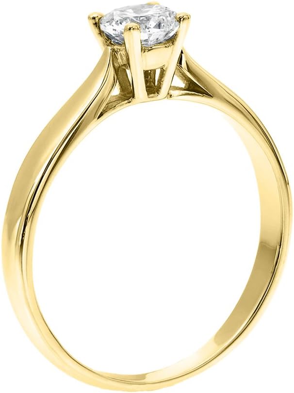 GIA Certified 14k yellow-gold Round Cut Diamond Engagement Ring (0.30 cttw, H Color, VS2 Clarity)