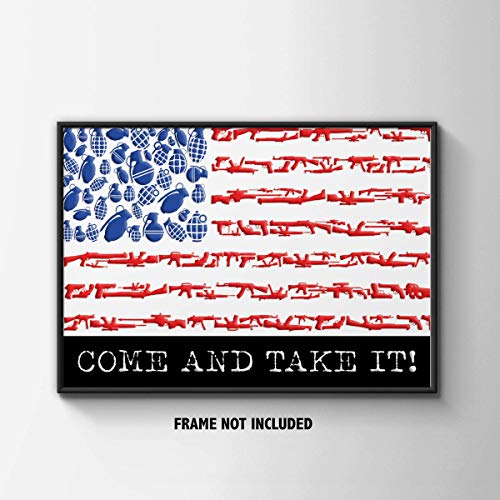 Second Amendment Come and Take It Fine Art Print - 11x14 Unframed Photo Art - Great Gift for Defenders of America and Love Their Guns. Perfect for the Game Room, Man Cave. Limited Intro Pricing