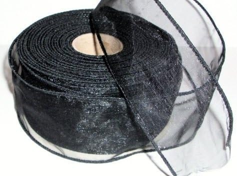 20m x 50mm chiffon organza wired ribbonBLACK by floral natalie