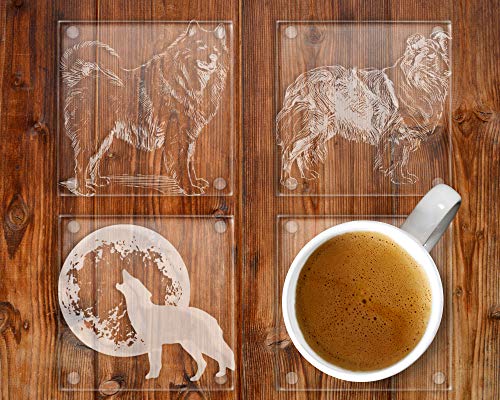 2 Reusable+Glass+Etching+Stencils+Wolves