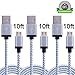 Amoner 3Pack 10ft Nylon Braided High Speed USB 2.0 A Male to Micro USB Male Cable, Data Sync Cable Cord for Android, Samsung, HTC, Motorola, BlackBerry Smartphones, Tablets,1 Year Warranty