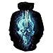 HSRKB Unisex 3D Print Long Sleeve Hoodie Lightweight Skull Pockets Sweatshirts