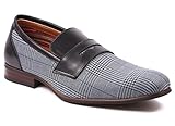 Ferro Aldo MFA-19371 Men's Black Plaid Slip On Driving Loafers Shoes (10.5)