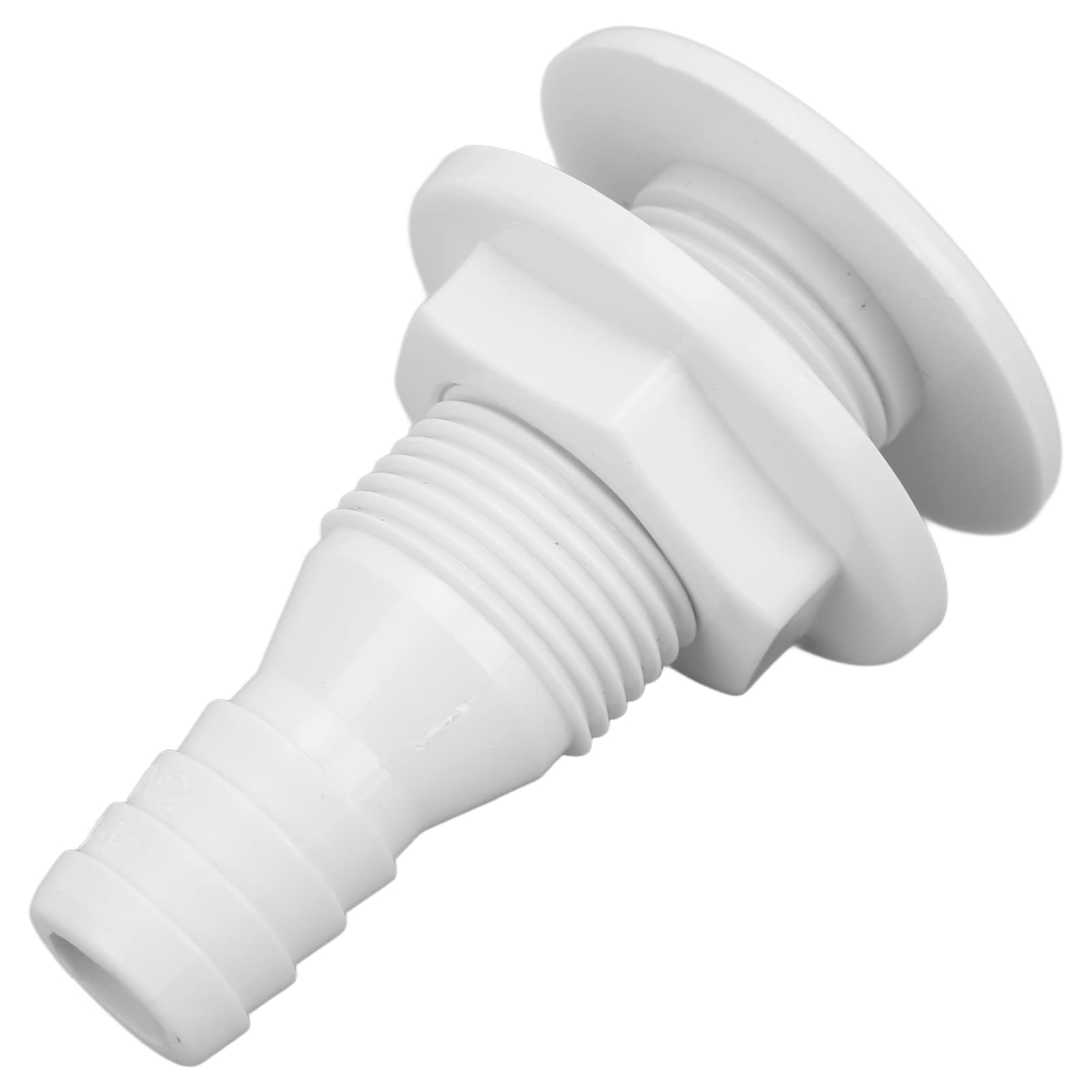 Keenso Boat Drain Fitting, Through Hull Connector, ABS Plastic Hose Coupling, 3/4in Drain Outlet, White, for Boats and Yachts