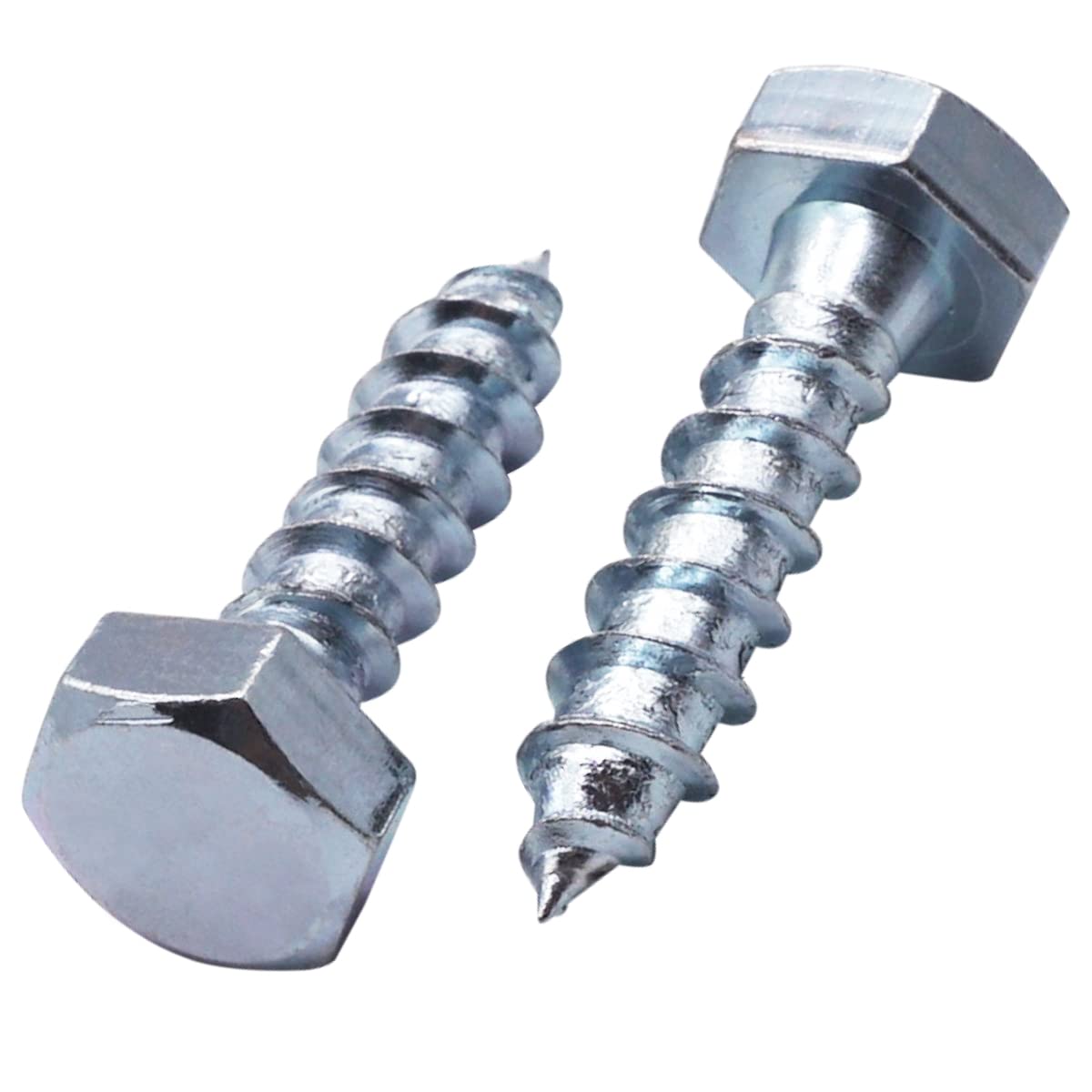 SKIR'CO (6 pcs) DIN 571 Zinc Plated Steel Hexagon Head Wood Screws M10 x 40 mm, Coach Screws, Hex Screw, Lag Bolts