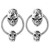 XIUFEN 1 Pair Stainless Steel Enamel Skull Punk Gothic Ear Stud Earring Men's Gift