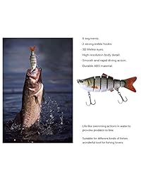 iztoss Multi articulado señuelos de pesca duro cebos realista 6 Segmentos Swimbait Bass Crankbaits Perca pesca de lucio perca trucha baits a estilo, negro