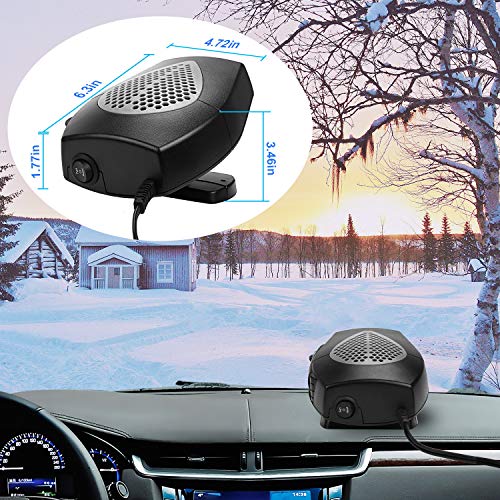 TekkPerry Portable Car Heater, 180°Rotatable Defogger,Fast Heating Car Heater Fan,Vehicle Heat Cooling Fan,12V 150W Auto Defroster Heater with Cigarette Lighter Plug for Car SUV Truck (Black 2)