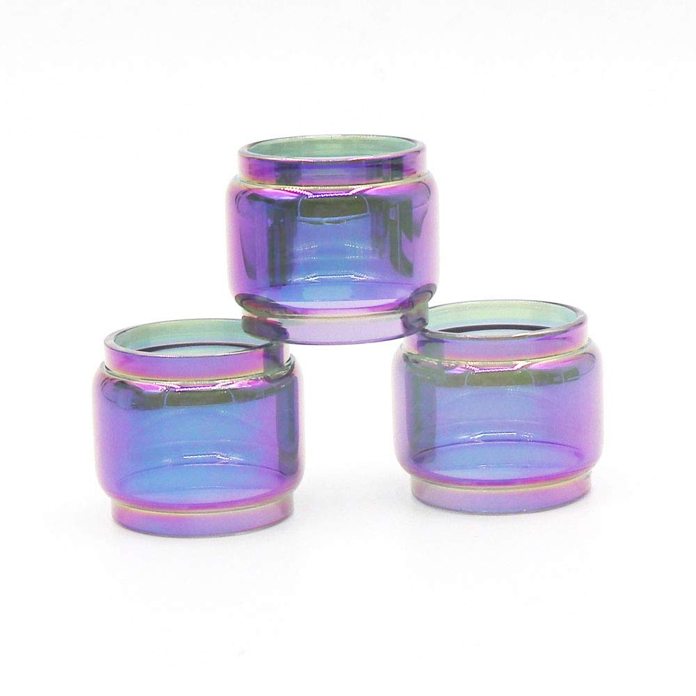 RUIYITECH Fat Glass Tube for TFV8 Baby V2 5ml Bulb Glass Tube Clear Color Rainbow Color 3 Pack (Rainbow)