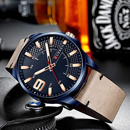 Curren 8371 - Reloj de pulsera para hombre, con correa de piel, color azul - Imagen 4