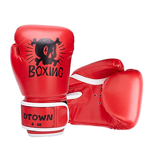 Dtown Kids Boxing Gloves,Red Thai Boxing Gloves MMA Sparring Gloves Cross Training Gloves 4oz Red Boxing Gloves