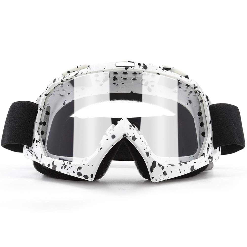 SPOSUNE Motorcycle Goggles, ATV Dirt Bike Off Road Racing MX Riding Goggle Anti-Scratch Dustproof Bendable UV400 Eyewear Padded Soft Thick Foam,Adjustable Strap Adults' Cycling Motocross