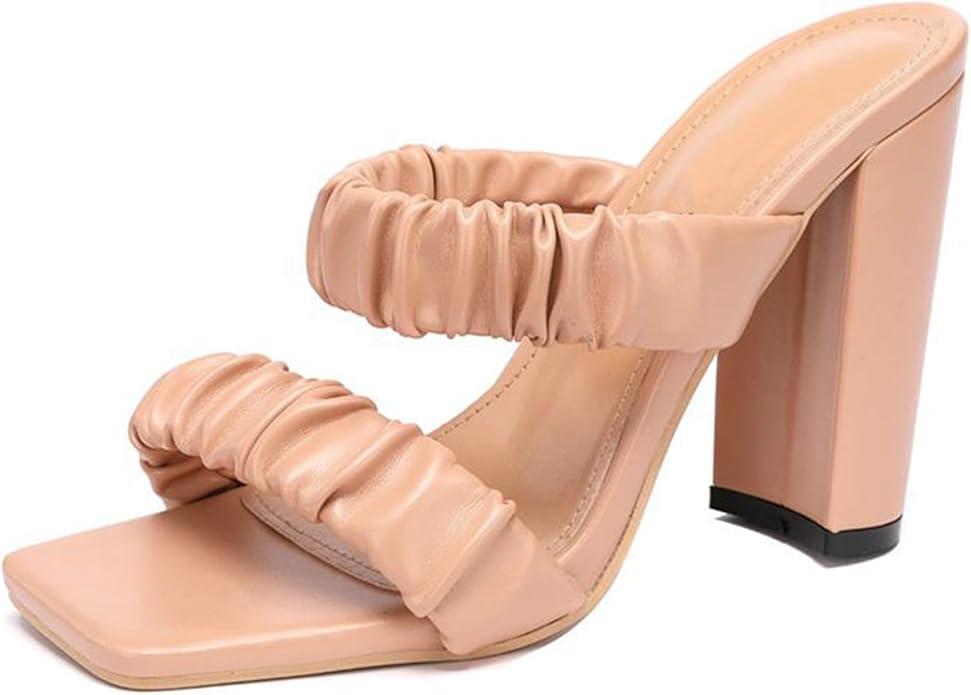 beige open toe mules