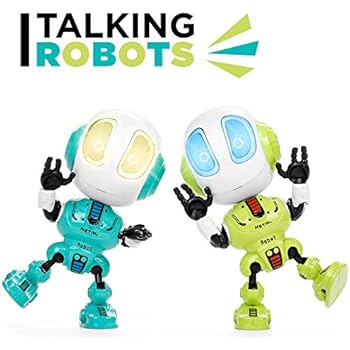 Best Choice Products Set of 2 Samesies Mini Talking Toy Robots w/Interactive Voice Changer & Recorder, Posable Limbs, LED Lights