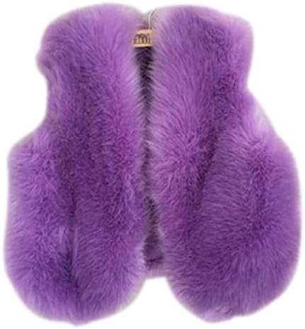 AZIZY Luxury Women Fox Faux Fur Vest Coat Sleeveless Short Purple Waistcoat