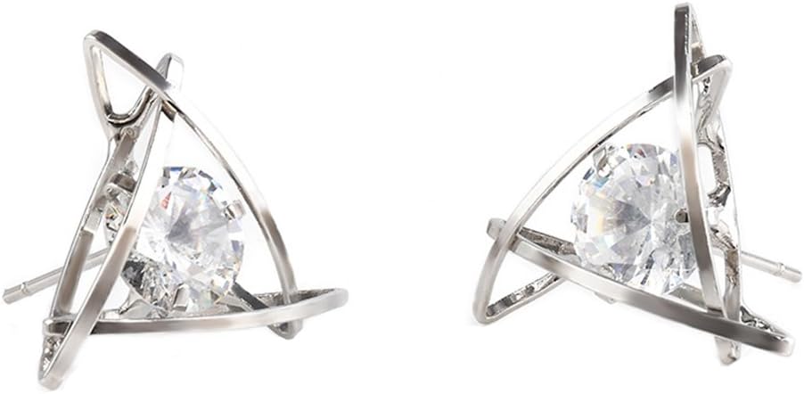 Xiang Women Girls Sparkling Crystal Hollow Triangular Zircon Stud Earrings Jewelry
