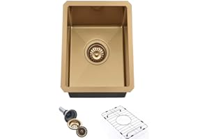 12 Inch Gold Bar Sink Undermount-Wesliv 12x16 Inch Small Bar Sink Gold Undermount Kitchen Sinks Wet Bar Prep 16 Gauge Stainless Steel Single Bowl Island Sinks with Bottom Grid