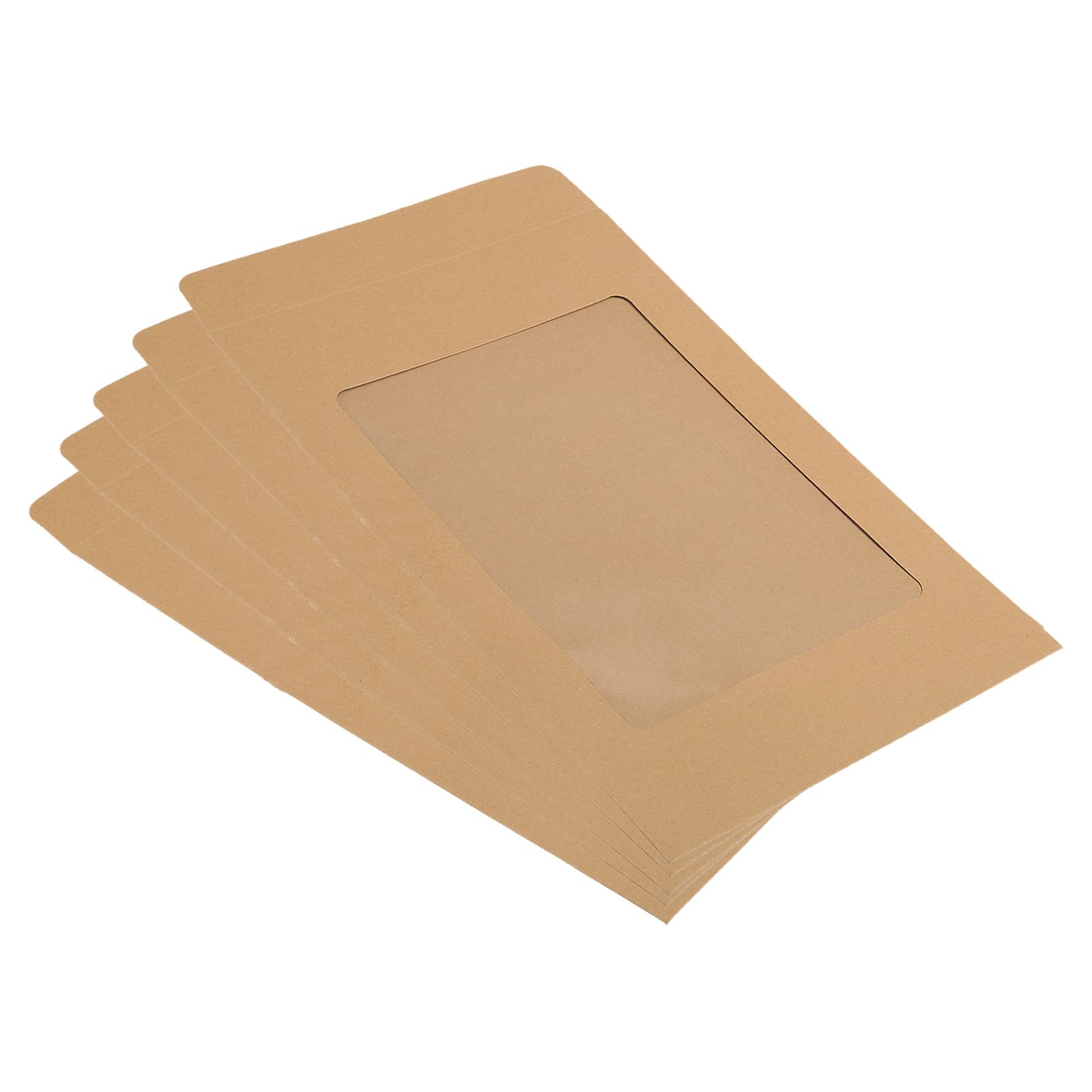 YOKIVE 10 Pack Full-Face Window Envelopes, A4 Clear Single-Side Window | Mailing Document Photo Letter, Great for Business Office(Brown)