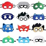 TEEHOME Cartoon Hero Masks Party Favors for Kid (12 Packs) with All Characters - Birthday Party Masks for Children