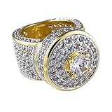 18k Gold Cluster CZ Iced Out Pinky Ring for Men - Hip Hop Fashion Band by Niv's Bling,Size 10