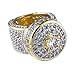 Niv's Bling – Men’s 18K Gold Plated Cubic Zirconia Cluster Ring – Iced Out CZ Crystal Micropave Hip Hop Ring Men, Size 10