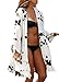Sierry Womens Bikini Cover ups Loose Floral Print Swimsuit Chiffon Kimono Cardigan Capes