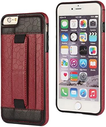 iPhone 6/6S (4.7”) Case, Multi-functional Elastic Band Strap for Safety Use, Two Card Slots, Apple iPhone 6/6S Wallet Case, PU Leather Case, Hand Grip, Kick Stand (Rose/Black)