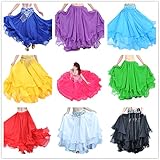 Dance Fairy Belly Dance Skirt Tiered Tribal Maxi Skirt Solid Color Long Skirt for Performance Party