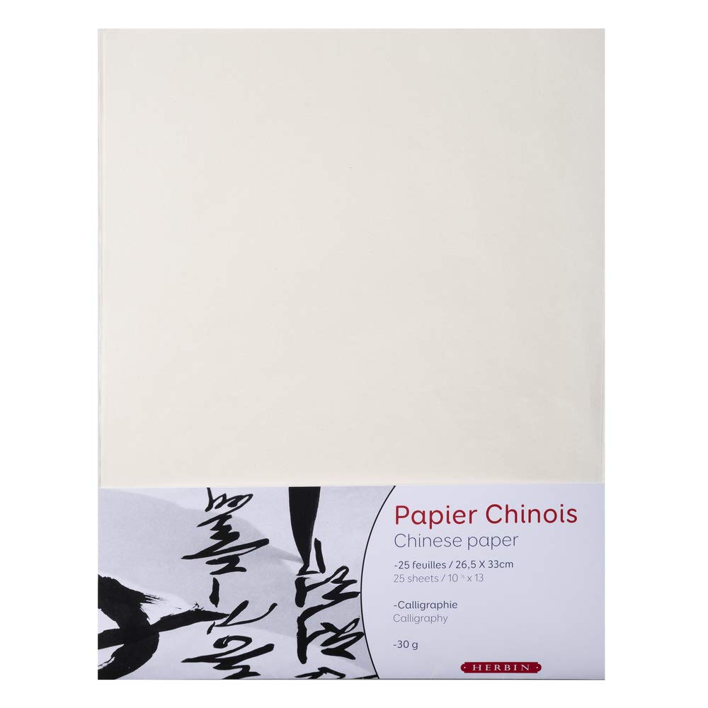 Jacques Herbin 90400T - A pocket of 25 sheets of Chinese paper 26.5cm x 33cm - For Chinese painting and calligraphy - Manufactured in France - Creative Art