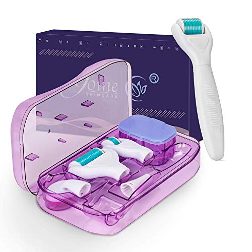 6 in 1 Derma Roller Microneedle Kit for Body and Face 0.2 mm 0.25 mm 0.3 mm – Titanium Dermaplaning Tool for Massage, Cream Absorption and Ultimate Glow – Microneedling and Microdermabrasion