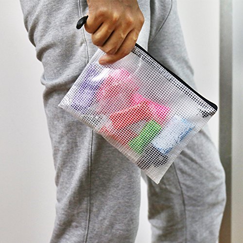 SUBANG 12 Pieces Black Zipper Pouch Zipper File Bags Mesh File Folders with Grid Travel Pouch, 6 Sizes