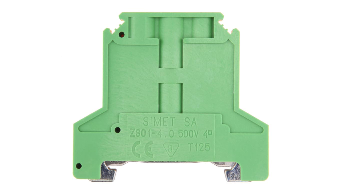 SIMET Brand Yellow-Green ZSO1-4.0 Rail Mounted Screw Terminal Block