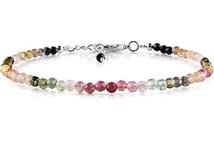 InfinityGemsArt Natural Multi Color Tourmaline Bracelets for Women, Gemstone Beads Dainty Jewelry Birthstone, Energy Healing 