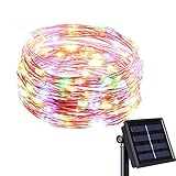 BMOUO Solar String Lights, 100LED 33ft Copper Wire Lights Waterproof Wire Rope Lights Ambiance Lighting for Outdoor Landscape Patio Garden Bedroom Camping Christmas Party Wedding (Multi color)