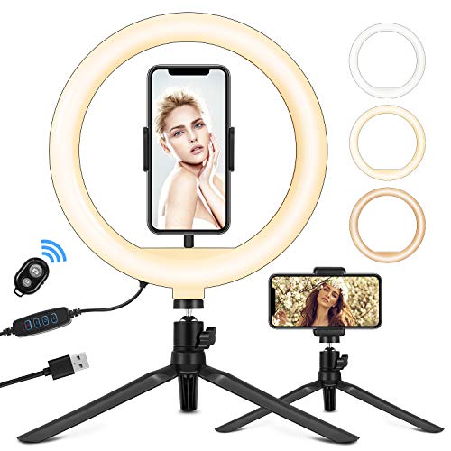 10" Ring Light with Tripod Stand & Phone Holder and Remote Control, LED