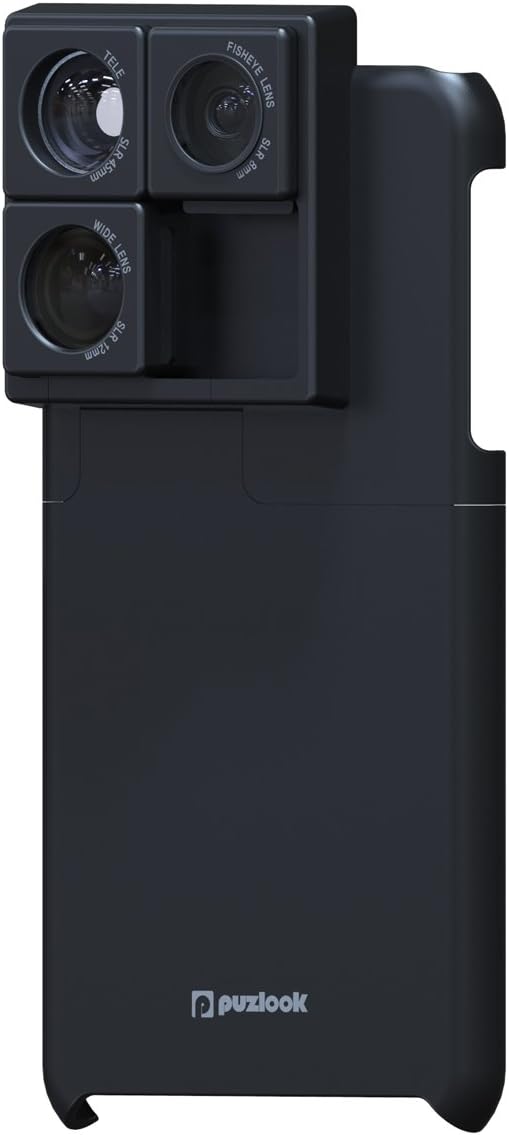 Puzlook Stylish iPhone6 Plus Camera Case with 3-in-1 SLR Multi-Lens. [Black]