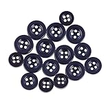 Standard Replacement Shirt Buttons, Navy Blue, 16-pcs (8 front, 4 sleeve, 4 collar)