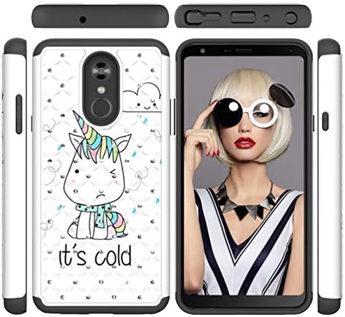 LG Stylo 4 Case 2018 [Soft TPU Skin + Hard PC Shell} Luxury Diamonds Two Layer Protective Cover Shock Absorption Bumper Anti-Scratch Shell Skin for LG Stylo 4 / LG Q Stylus by Edauto (Unicorn)